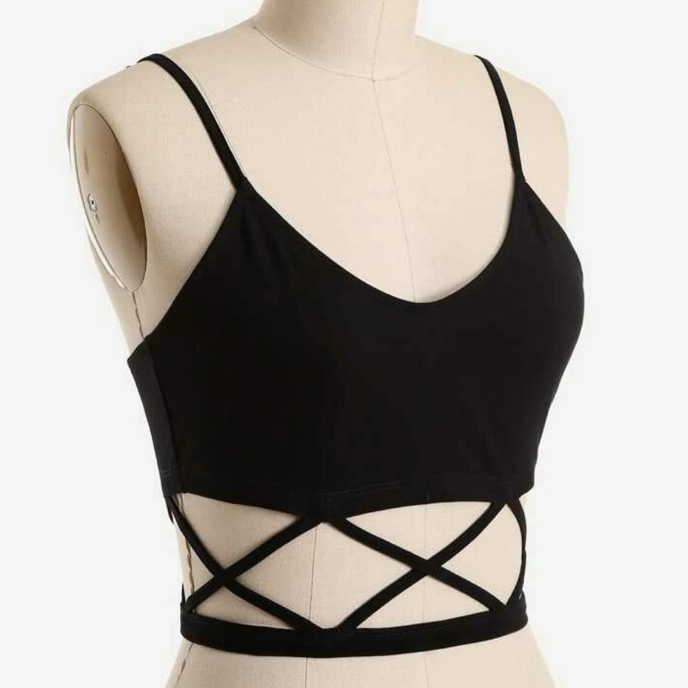 SHEIN crisscross cutout zipup cami top